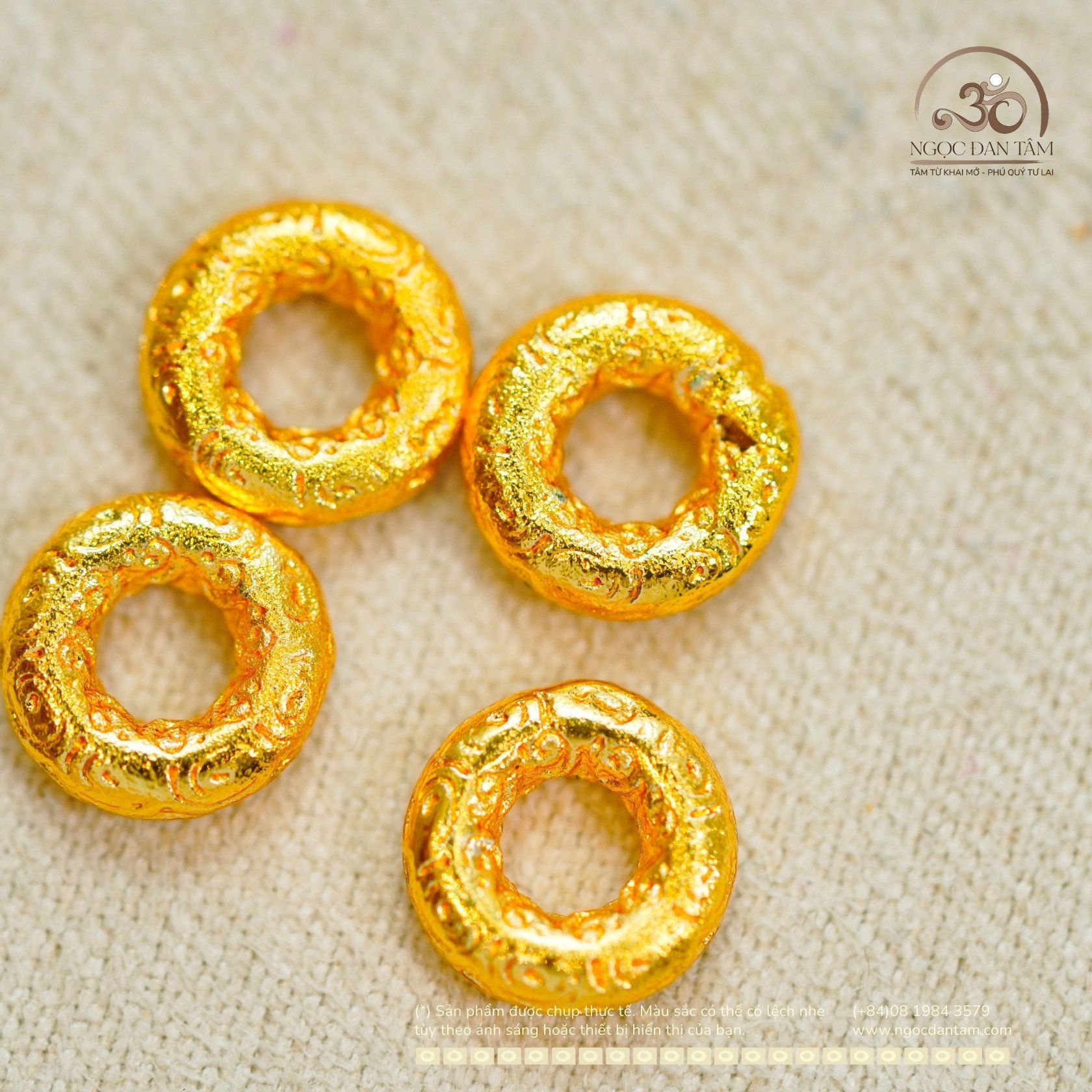  Charm Tròn Mạ Vàng Lớn 7,53mm - Charm Bạc Mạ Vàng Cao Cấp 