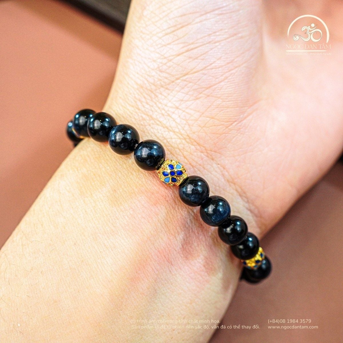  Vòng Tay Đá Thạch Anh Mắt Chim Ưng 6mm 5A Phối Charm Lu Nhỏ 