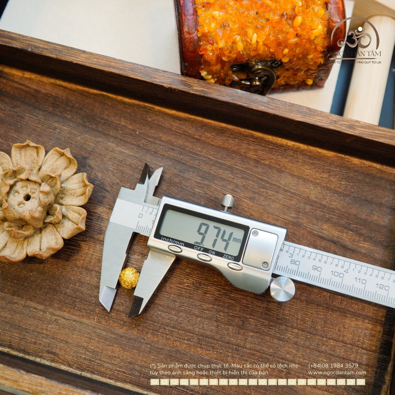  Charm Bi Tường Vân 9.74mm - Bạc Mạ Vàng Cao Cấp 