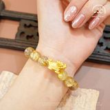  Vòng Tay Thạch Anh Tóc Vàng 11mm 7A Phối Charm Long Quy 