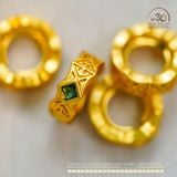  Charm Tròn Đính Ngọc Bích - Kim Loại Mạ Vàng Cao Cấp 