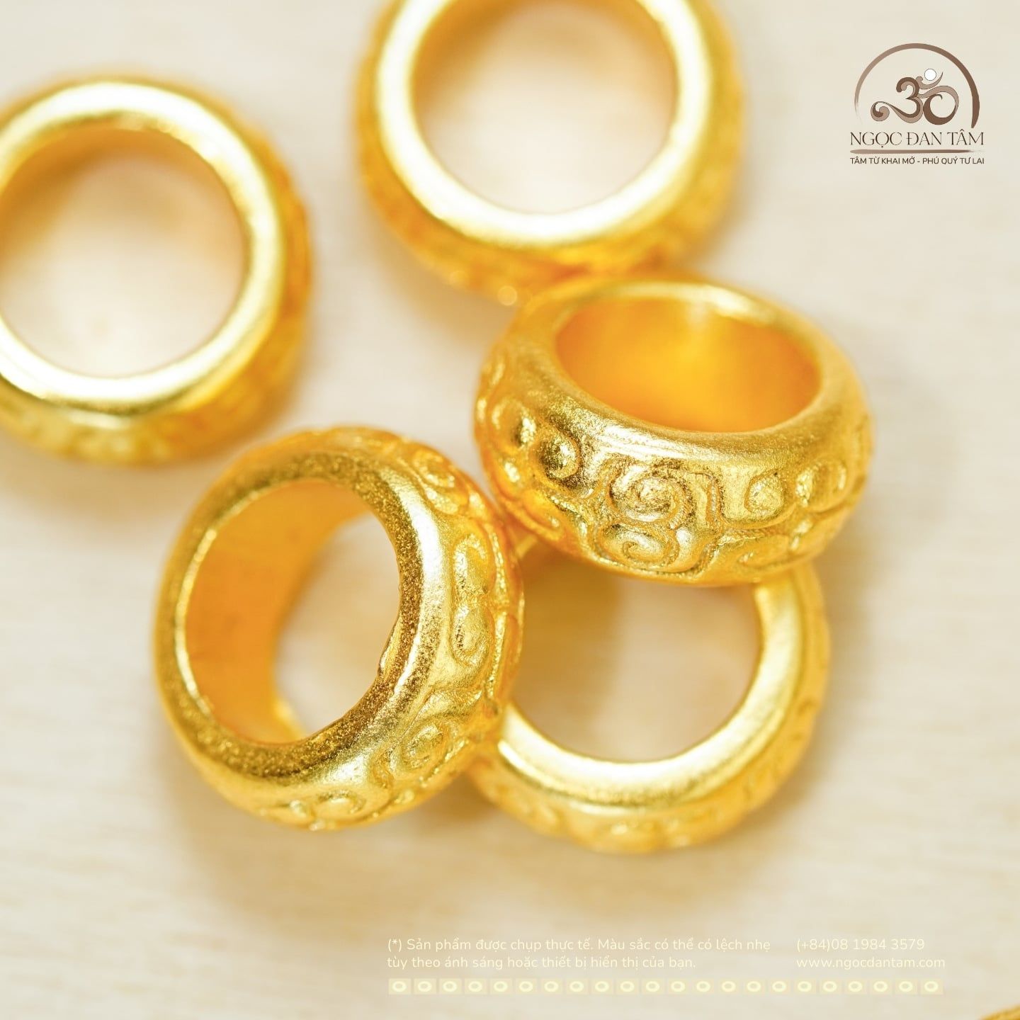  Charm Tròn Bánh Xe 9.68mm - Bạc 925 Mạ Vàng Cao Cấp 