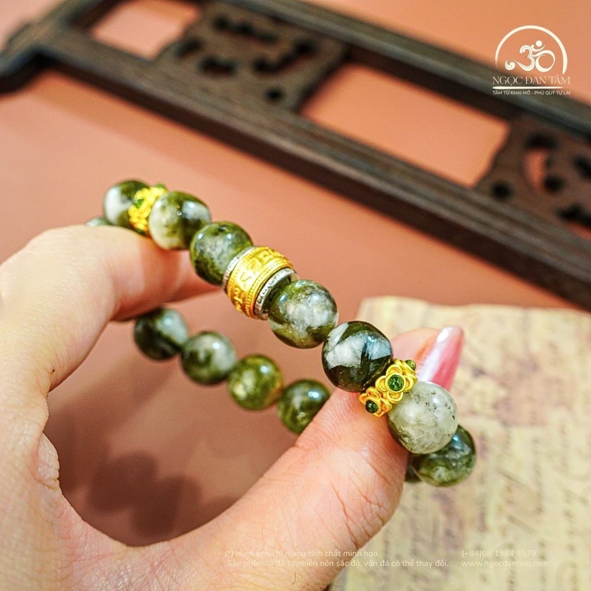  Vòng Tay Mắt Rồng Xanh Phối Charm Hạt Trống Zakiram 10mm 2A 