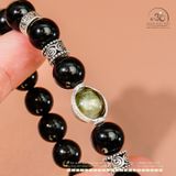  Vòng tay Tourmaline Đen 10mm 2A Phối Charm Bọc Đá 