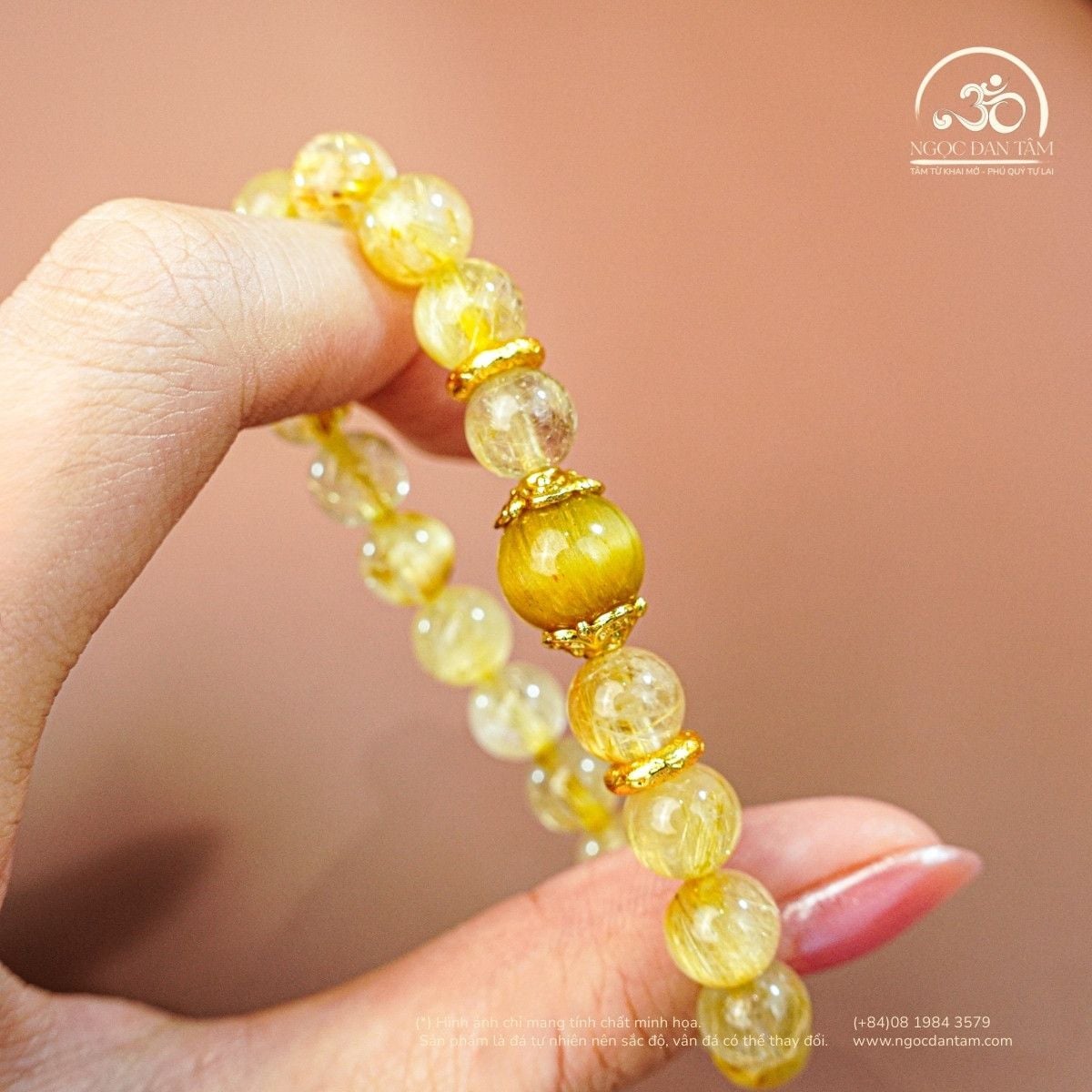  Vòng Tay Đá Thạch Anh Tóc Vàng 8mm 7A Phối Đá Mắt Hổ 10mm 5A 