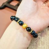  Vòng Tay Thạch Anh Mắt Chim Ưng 8mm 5A Phối Charm Chữ Vạn 