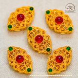  Charm Lá Đính Đá 13,38mm - Bạc 925 Mạ Vàng Cao Cấp 