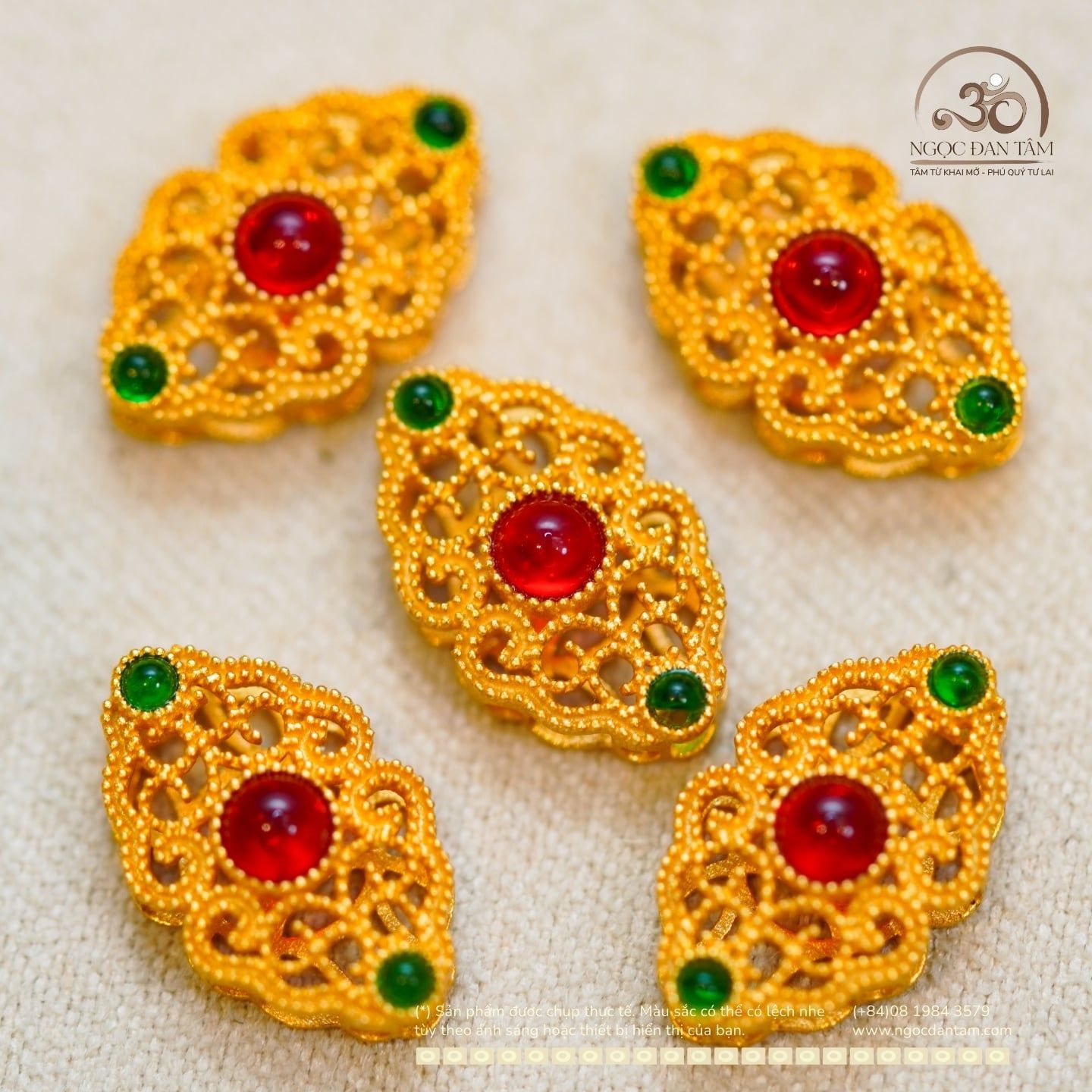  Charm Lá Đính Đá 13,38mm - Bạc 925 Mạ Vàng Cao Cấp 