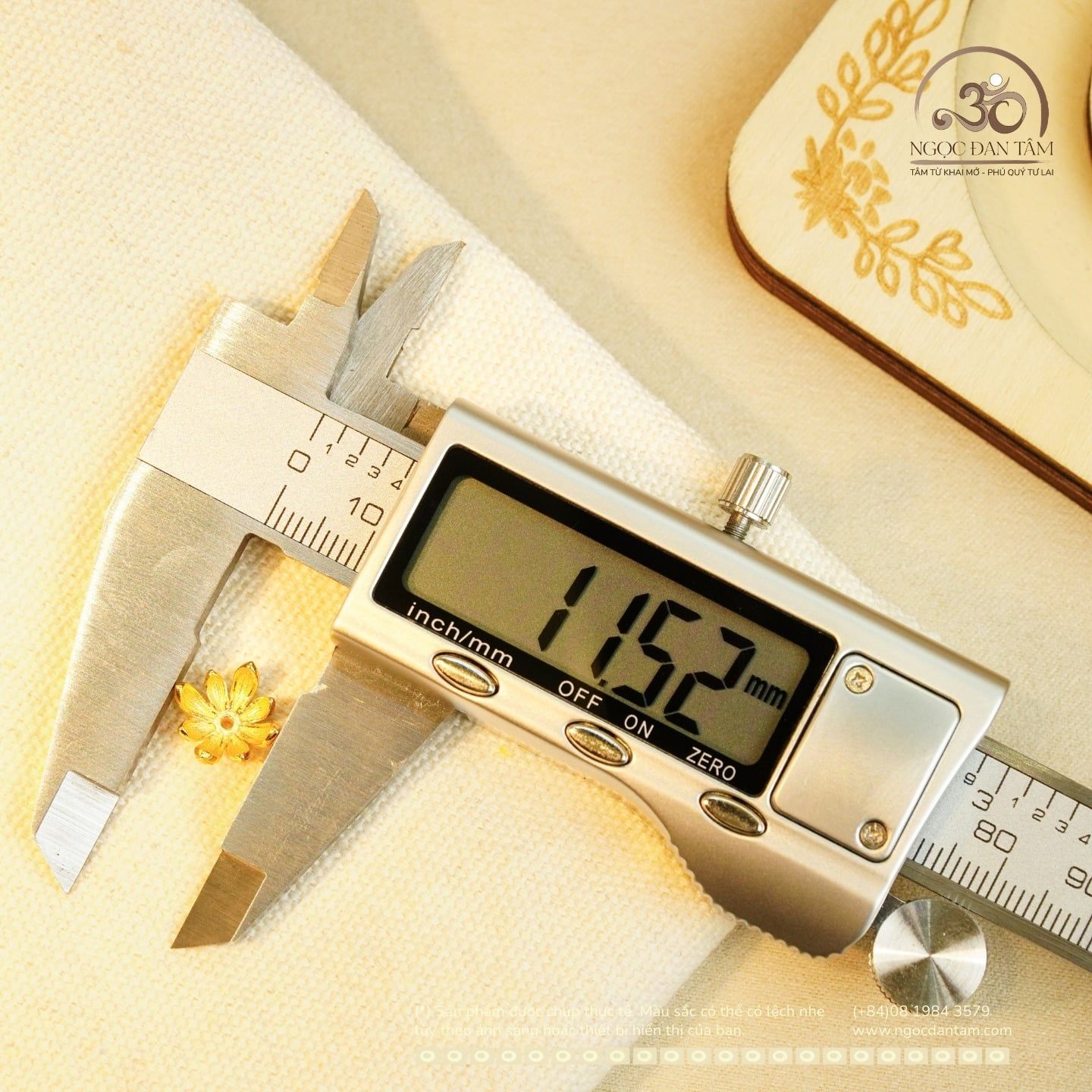  Charm Đế Hoa Lớn 11mm -  Bạc 925 Mạ Vàng Cao Cấp 