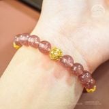  Vòng Tay Đá Thạch Anh Dâu Tây 8mm 2A Phối Charm Bi Tròn 