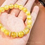  Vòng Tay Thạch Anh Tóc Vàng 9mm 7A Phối Charm Mạ Vàng 