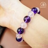  Vòng Tay Thạch Anh Tím 11mm 6A Phối Thạch Anh Hồng 10mm 4A 