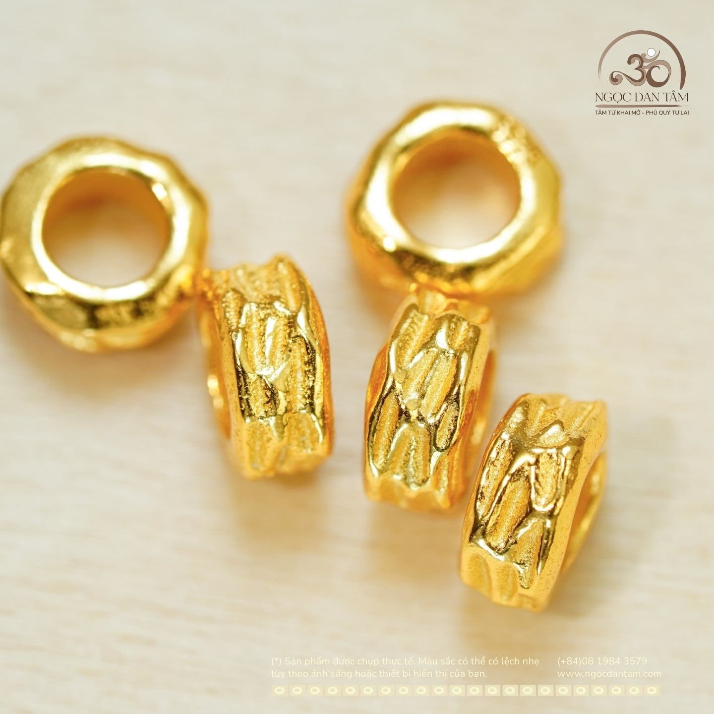  Charm Trụ Tròn Vảy Rồng Nhỏ - Bạc 925 Mạ Vàng Cao Cấp 