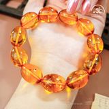  Vòng Tay Hổ Phách Cognac Oliu Hoa Bay 15mm 27gram 