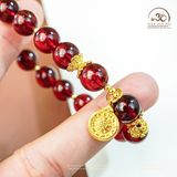  Vòng Tay Đá Garnet 10mm 5A Phối Charm Cửu Cung 