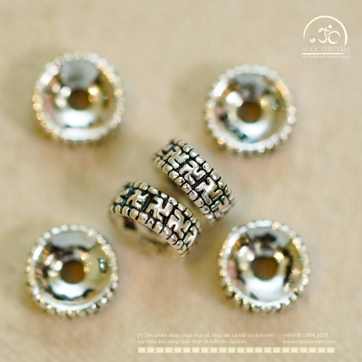  Charm Đệm Chữ Vạn Nhỏ - Bạc 925 Cao Cấp 