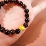  Vòng Tay Thạch Anh Khói 8mm 2A Phối Charm Hoa Sen 