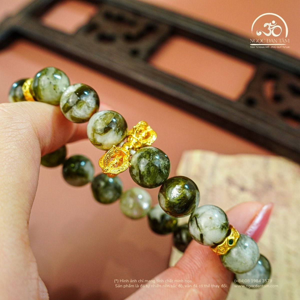  Vòng Tay Mắt Rồng Xanh Phối Charm Chùy Kim Cang 10mm 2A 