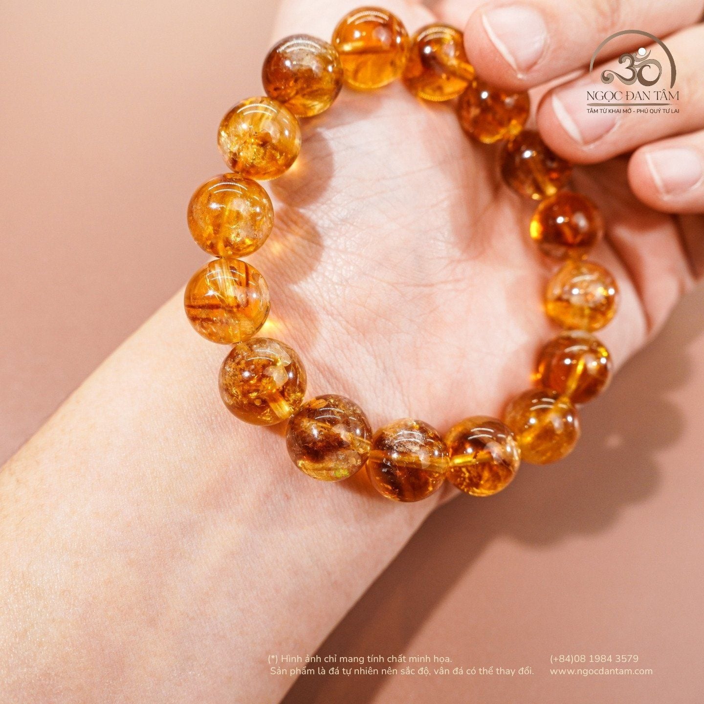  Vòng Tay Thạch Anh Vàng Hoa Bay 11mm 3A 