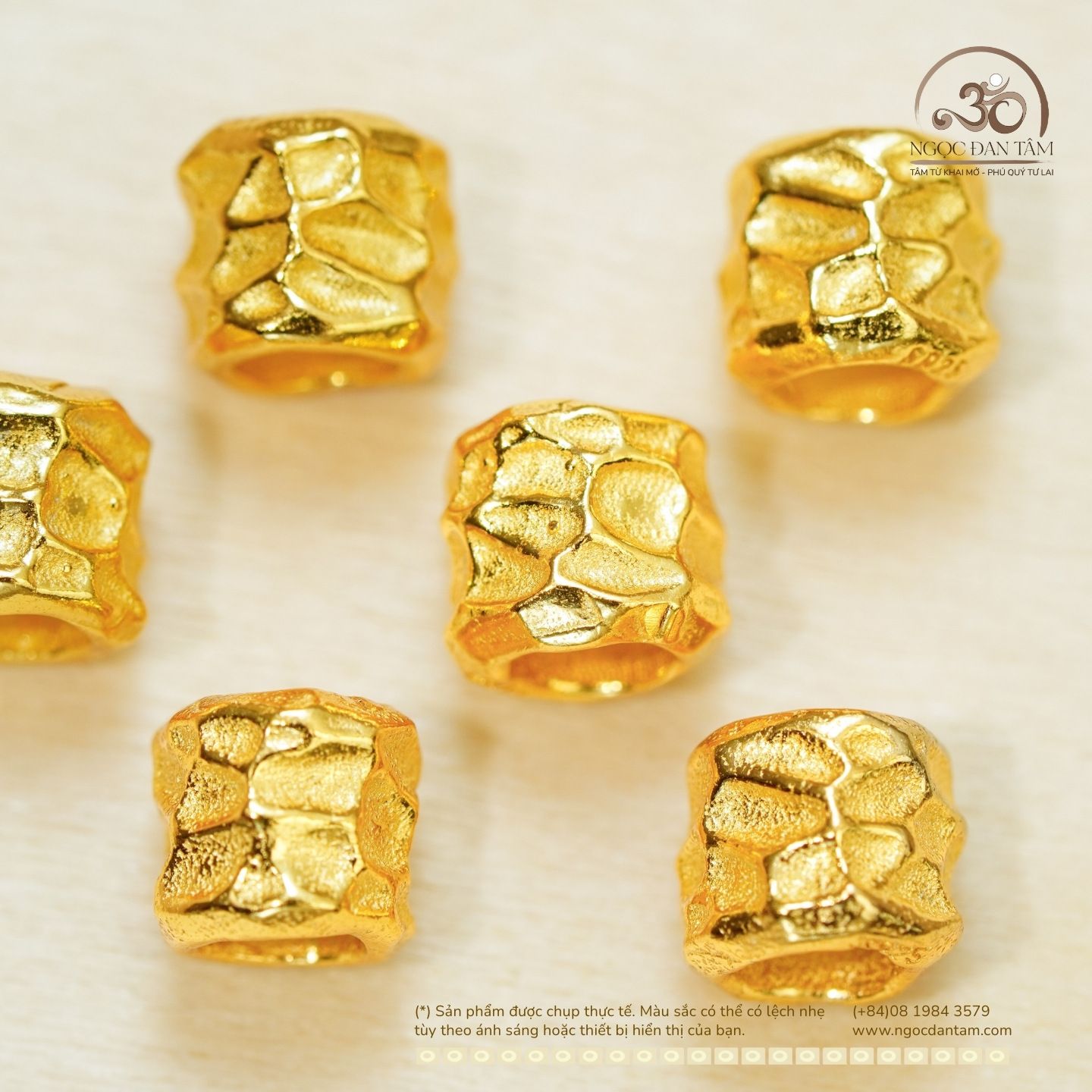  Charm Trụ Tròn Vảy Rồng Lớn 7.30mm - Bạc 925 Mạ Vàng Cao Cấp 