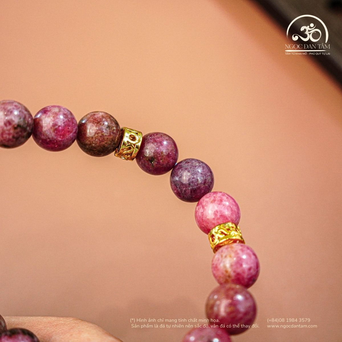  Vòng Tay Thulite 8mm 2A Phối Charm Đồng Tiền 