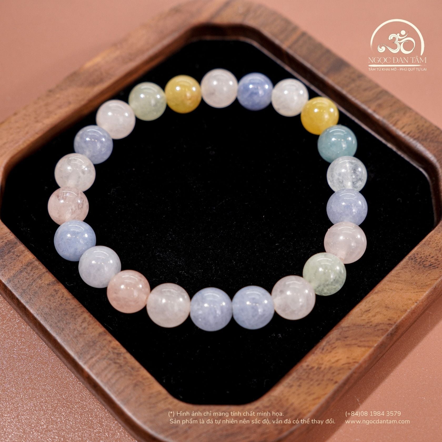  Vòng Tay Morganite 8mm - 10mm 6A 