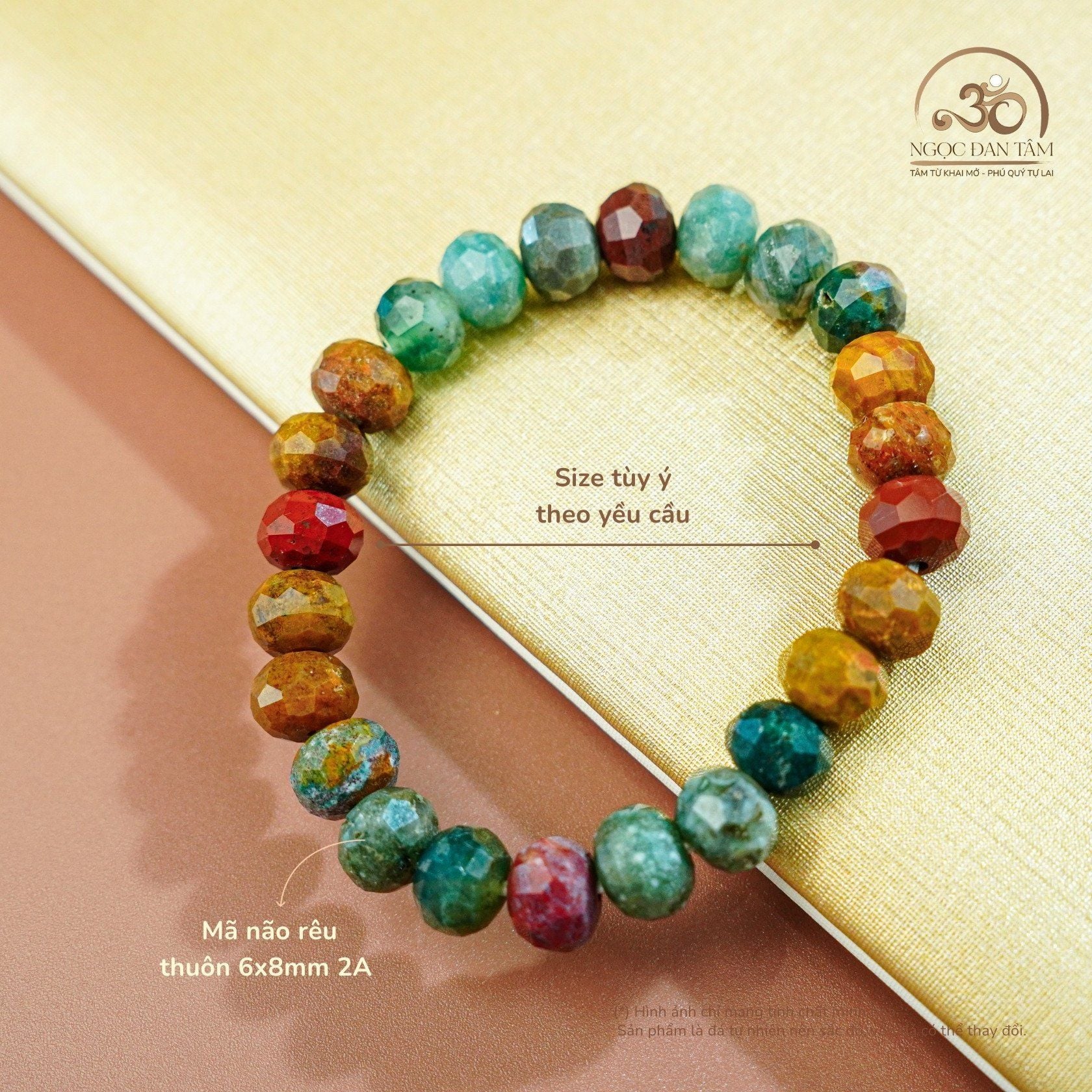  Vòng Tay Mã Não Rêu Thuôn 6x8mm 2A 