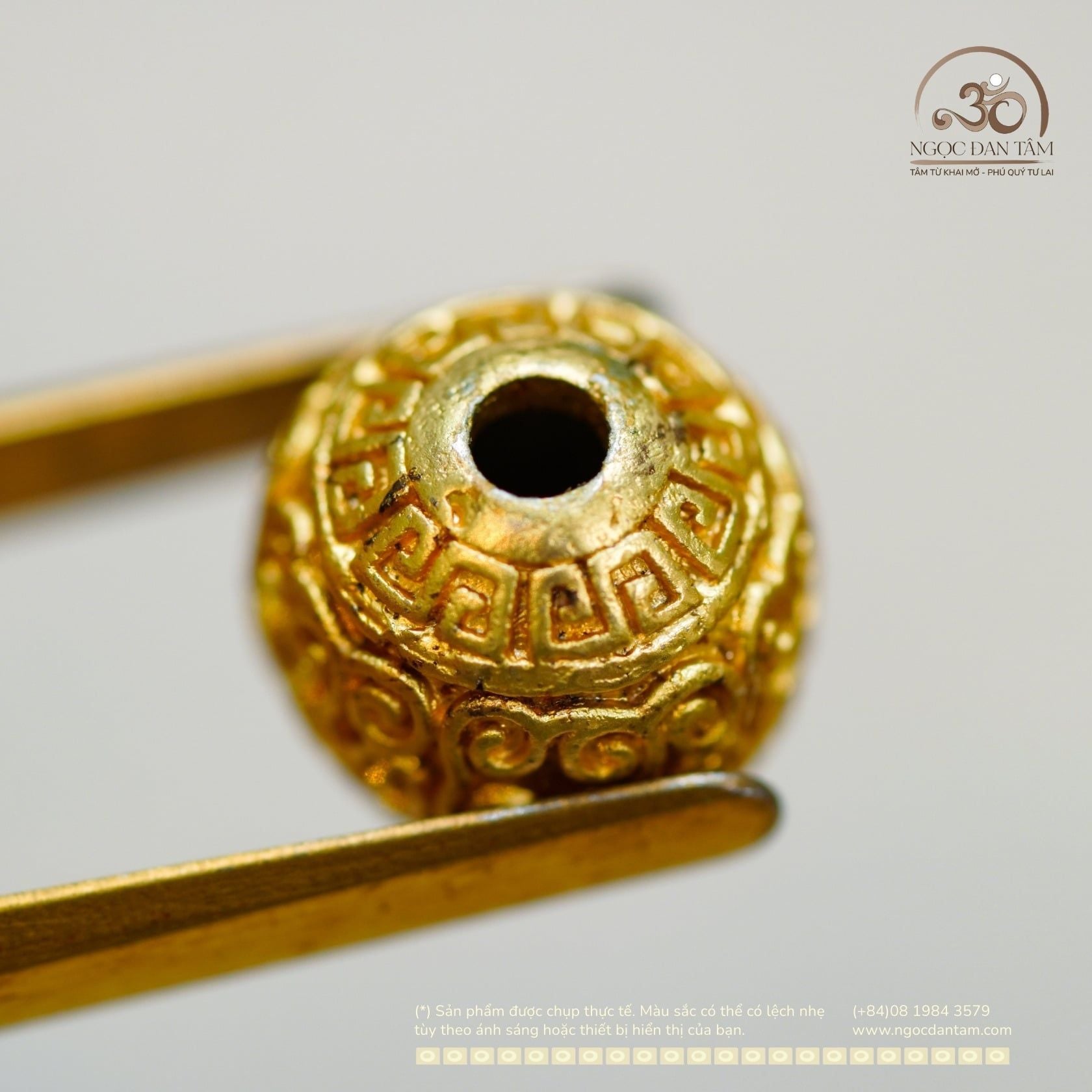  Charm Bi Tường Vân 9.74mm - Bạc Mạ Vàng Cao Cấp 