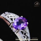  Nhẫn Bạc 925 Đính Đá Thạch Anh Tím 5x7mm 