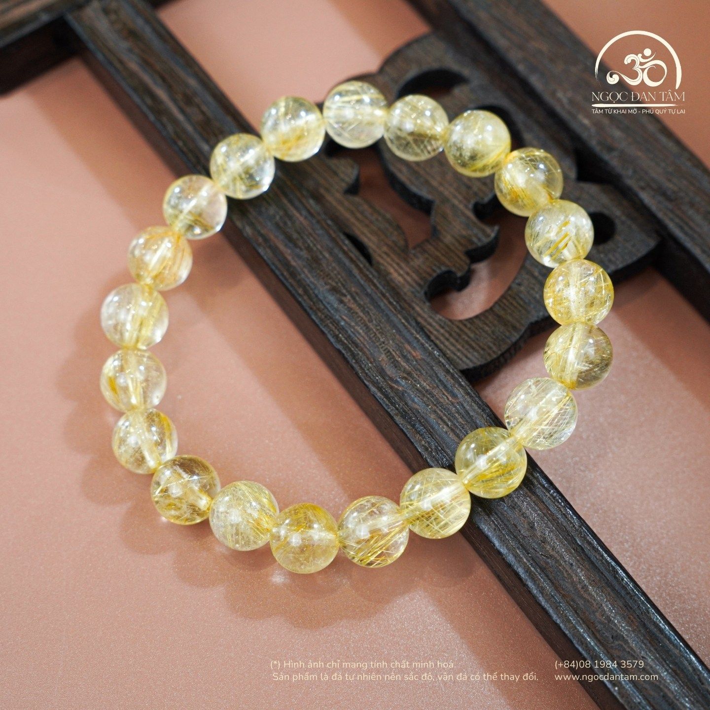  Vòng Tay Đá Thạch Anh Tóc Vàng 8mm 7A 