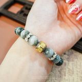  Vòng Tay Mắt Chim Ưng Xám 6A-10mm Phối Charm Lục Tự 