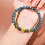  Vòng Tay Ngọc Hòa Điền 7mm 2A Phối Charm Cát Tường 