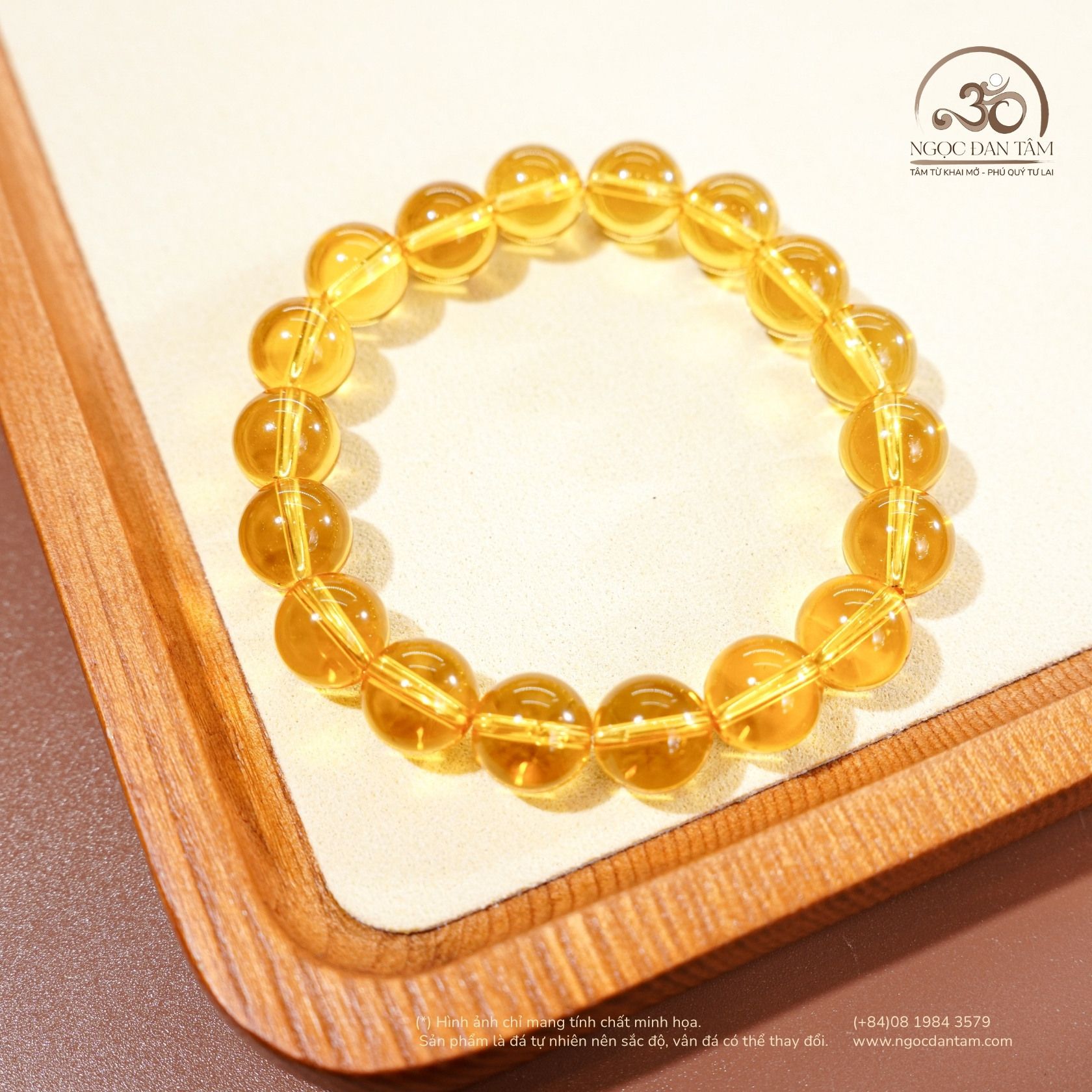  Vòng Tay Thạch Anh Vàng 9mm 5A 
