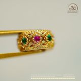  Charm Tròn Dẹp Đính Đá 8mm - Kim Loại Mạ Vàng 