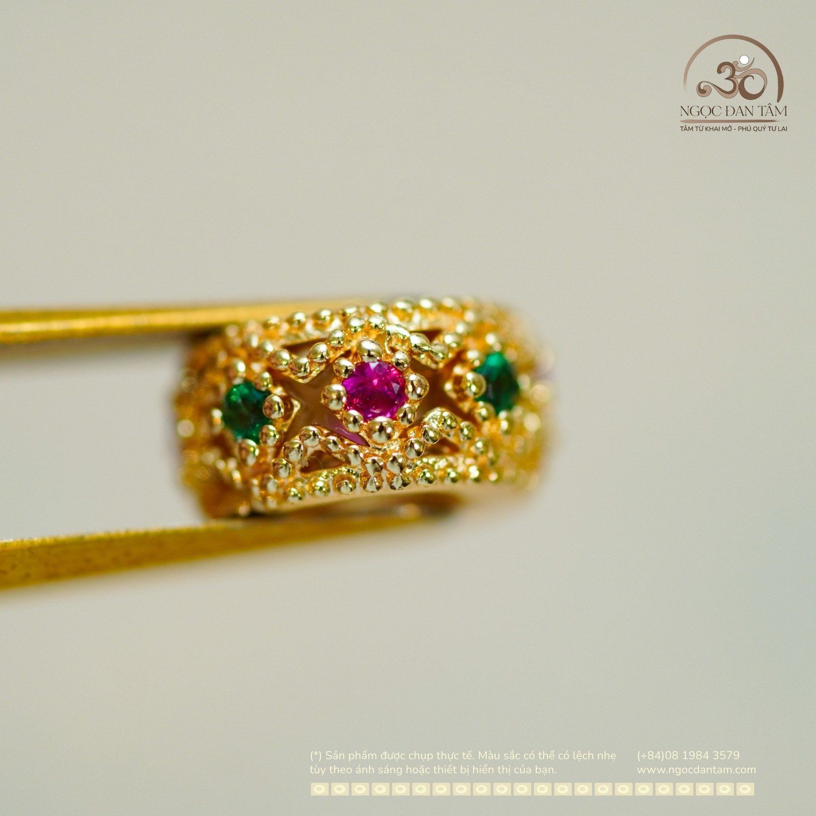  Charm Tròn Dẹp Đính Đá 8mm - Kim Loại Mạ Vàng 