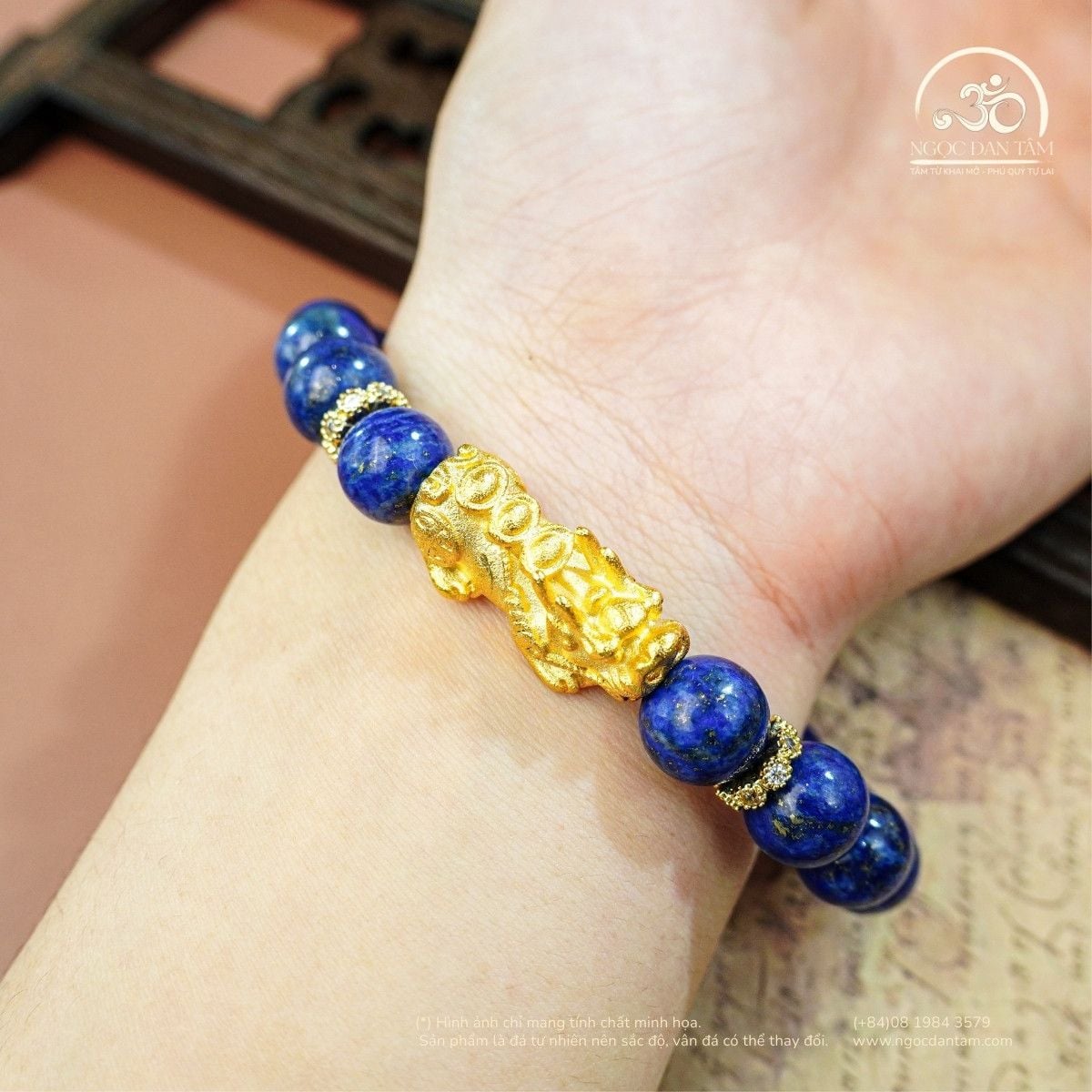  Vòng Tay Ngọc Lưu Ly 10mm 2A Phối Charm Tỳ Hưu 
