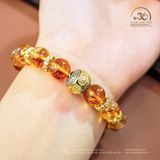  Vòng Tay Thạch Anh Vàng Hoa Bay 10mm 3A Phối Charm Lục Tự 