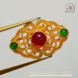  Charm Lá Đính Đá 13,38mm - Bạc 925 Mạ Vàng Cao Cấp 