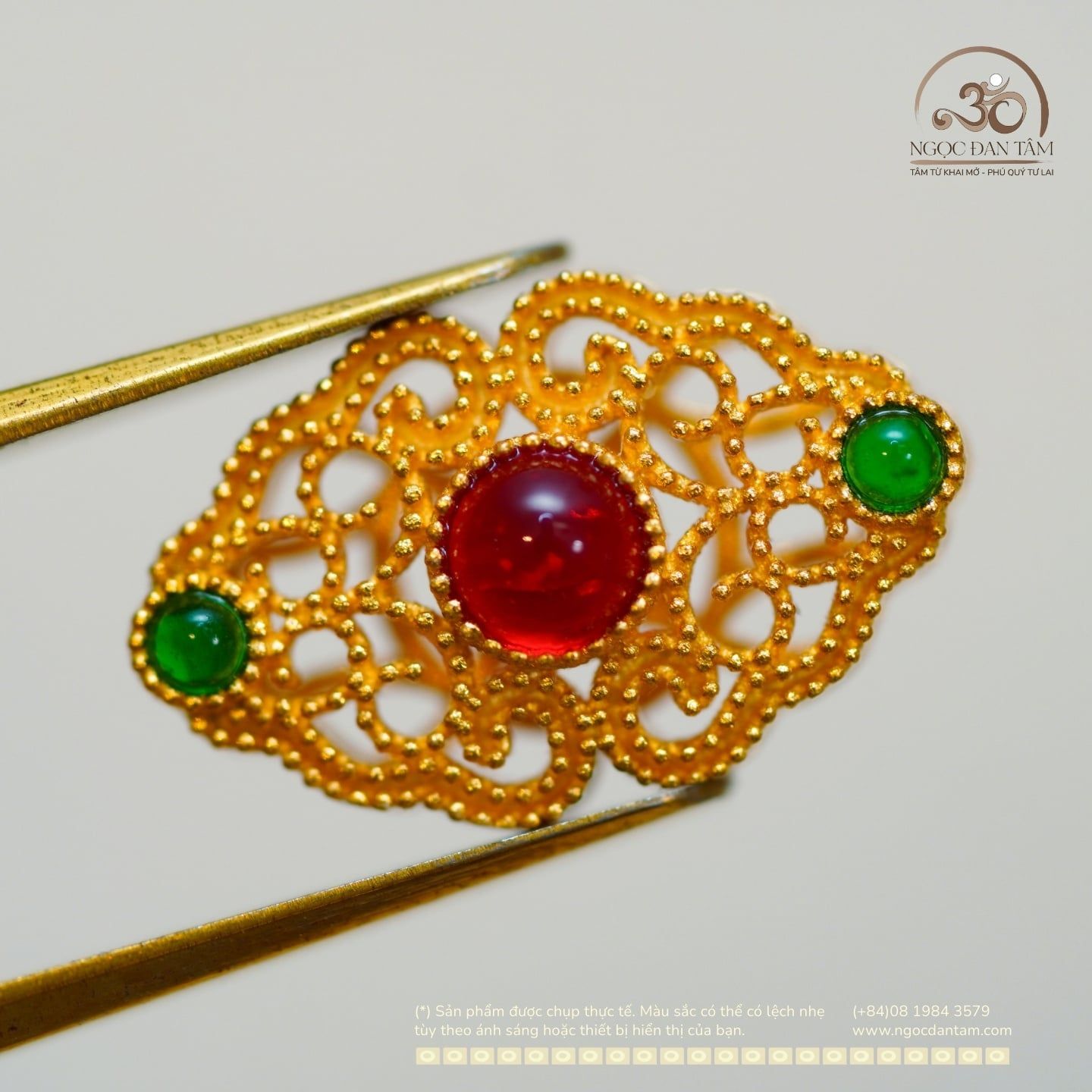  Charm Lá Đính Đá 13,38mm - Bạc 925 Mạ Vàng Cao Cấp 