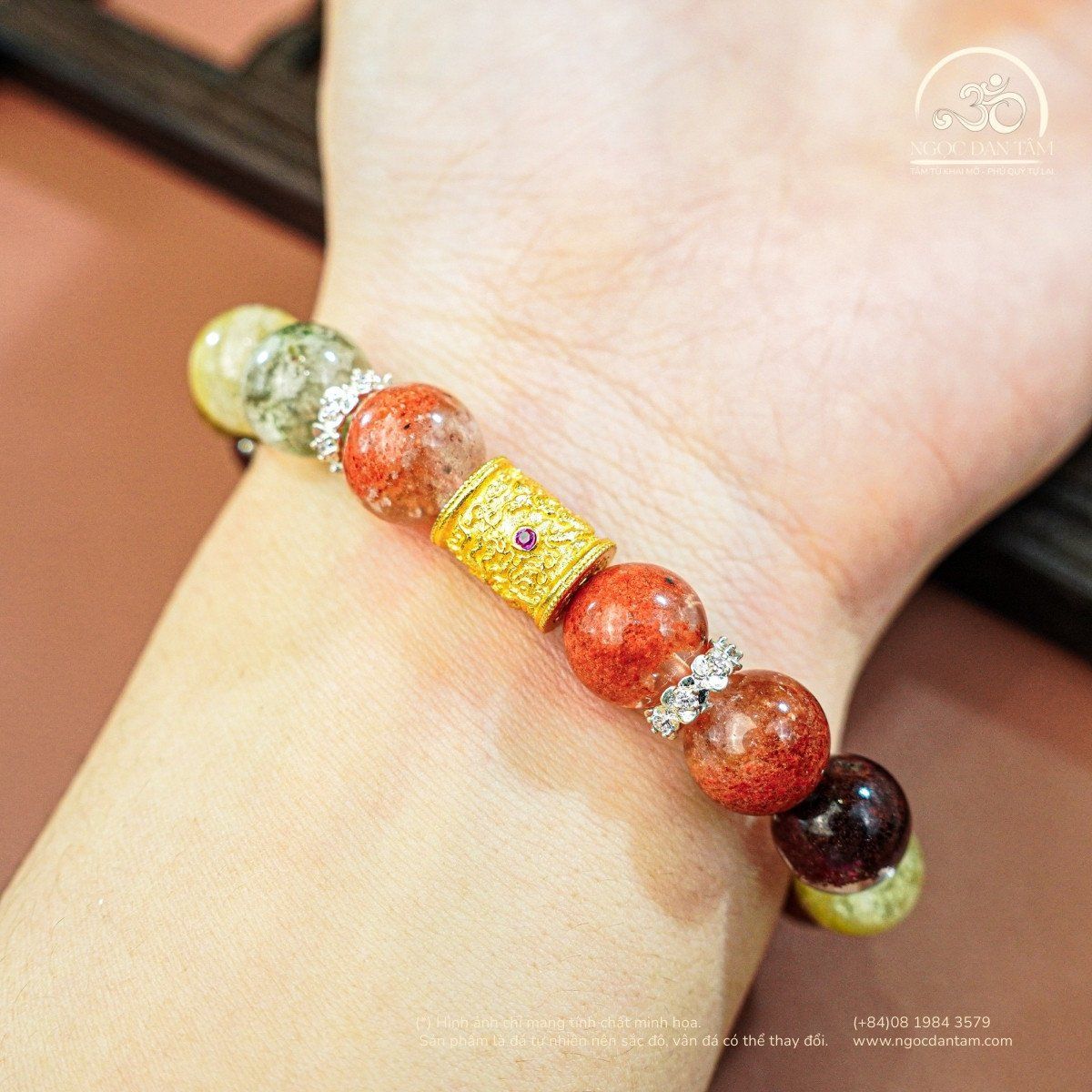  Vòng Tay Thạch Anh Ưu Linh Hoa 10mm 5A Phối Charm Rồng 2 Màu Đá 