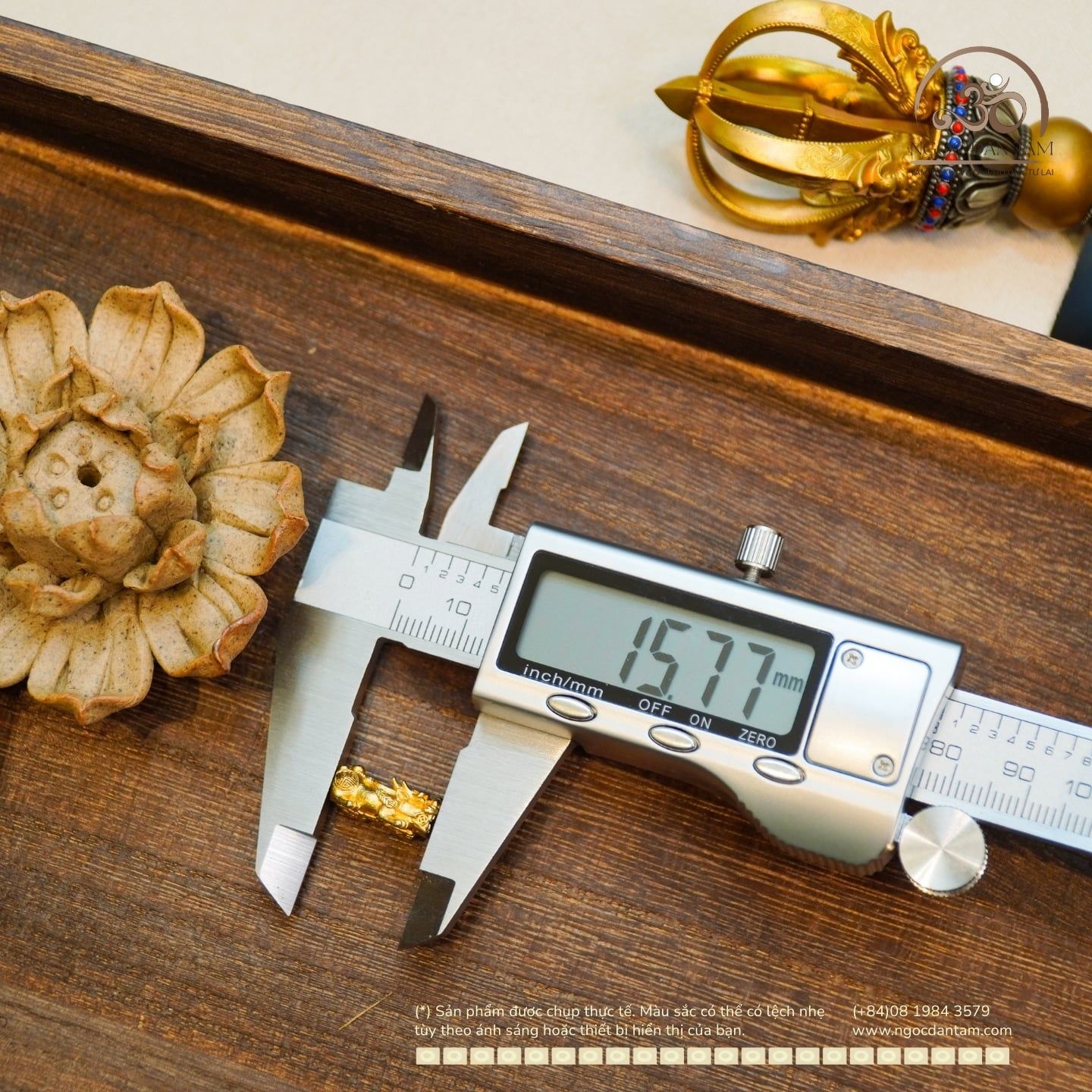  Tỳ Hưu 109N 15,77mm - Đồng Thau Mạ Vàng Cao Cấp 