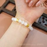  Vòng Tay Selenite 8mm 3A Phối Charm Chú Om 