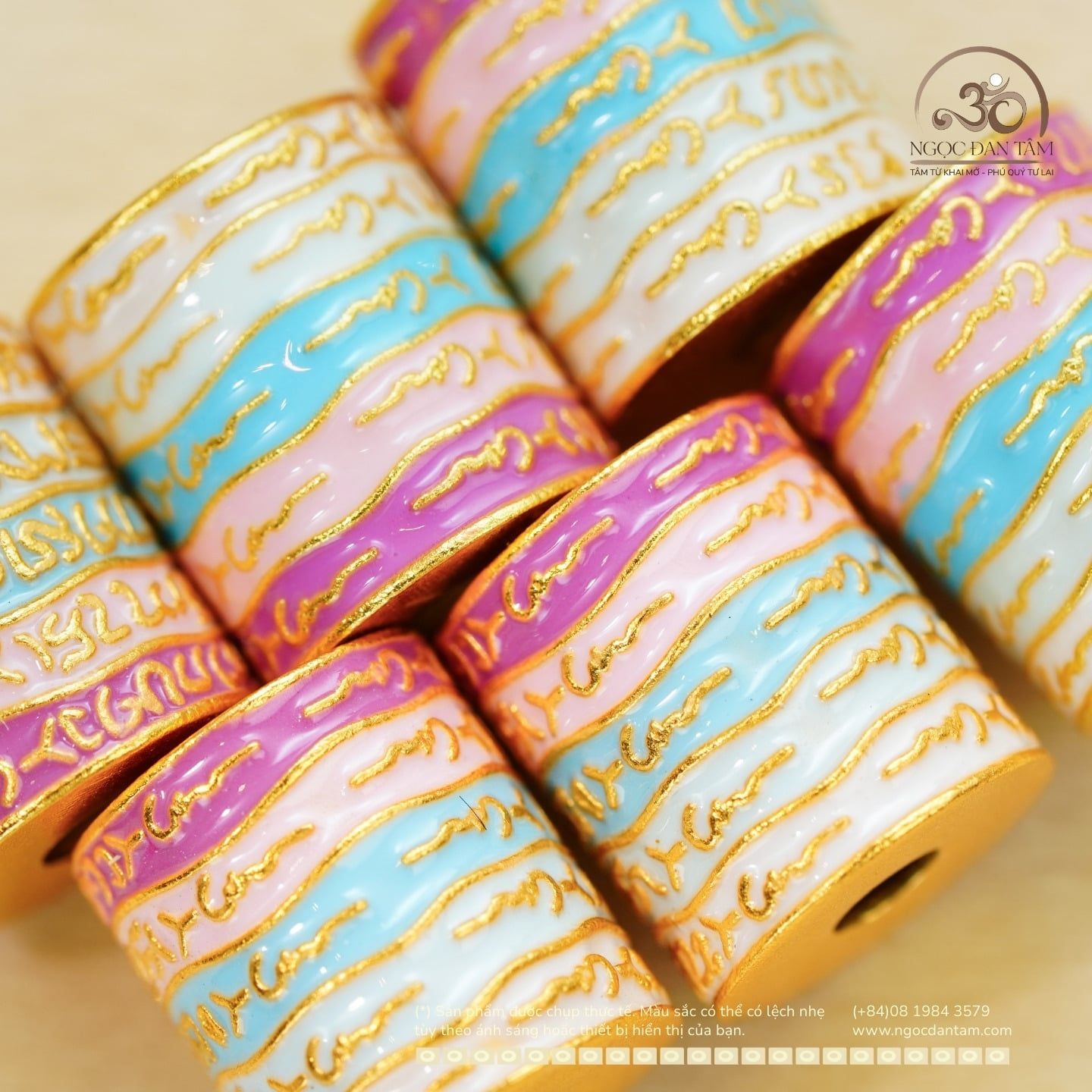  Charm Lu Thống Ngũ Sắc 10mm - Bạc 925 Mạ Vàng Cao Cấp 