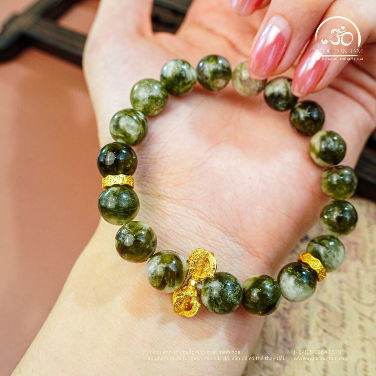  Vòng Tay Mắt Rồng Xanh Phối Charm Chùy Kim Cang 10mm 2A 