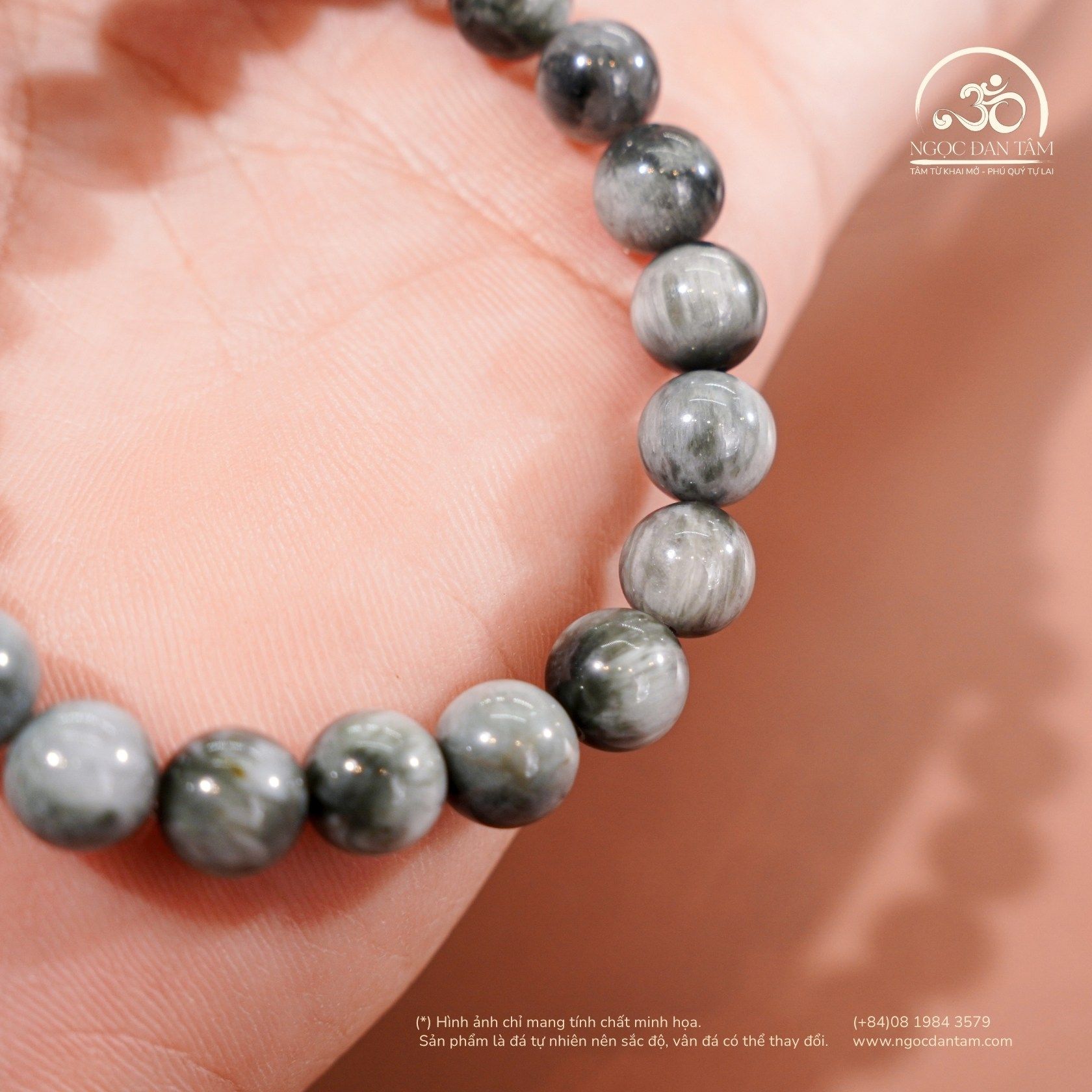  Vòng Tay Mắt Chim Ưng Xám 8mm 5A 