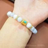  Vòng Tay Đá Mã Não Xanh Lace 8mm 3A Phối Charm Lu Thống 