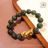  Vòng tay Thạch Anh Tóc Xanh 11mm 3A Phối Charm Tỳ Hưu 