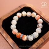  Vòng Tay Đá Mặt Trời Đa Sắc 10mm Phối Charm Bạc Chữ Vạn 