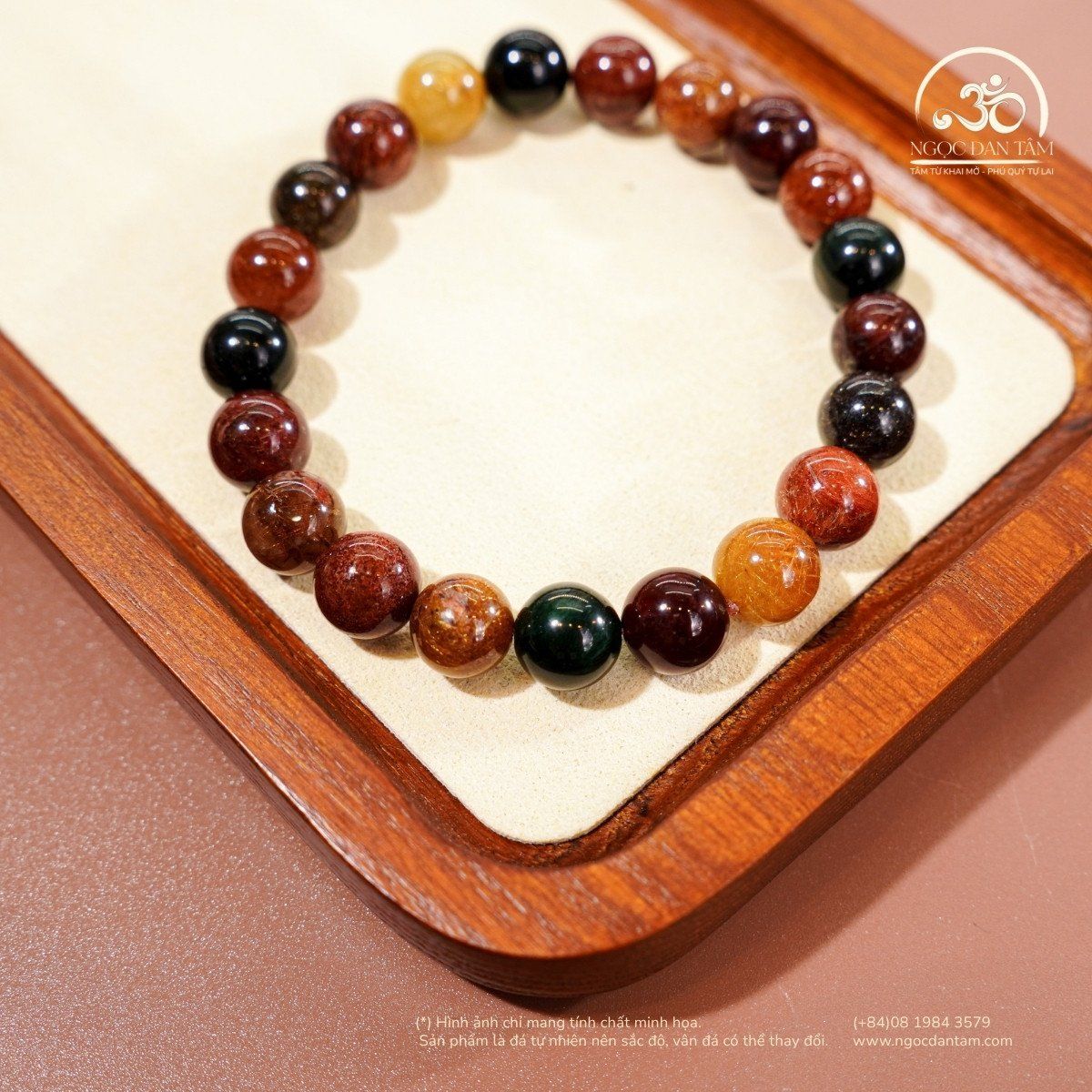  Vòng Tay Thạch Anh Tóc Hỗn Hợp 9mm 5A 