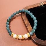  Vòng Tay Ngọc Hòa Điền Phối 7mm 2A Ngọc Trai Trắng 8mm 